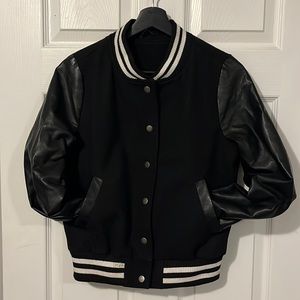 Varsity jacket faux leather sleeves size small